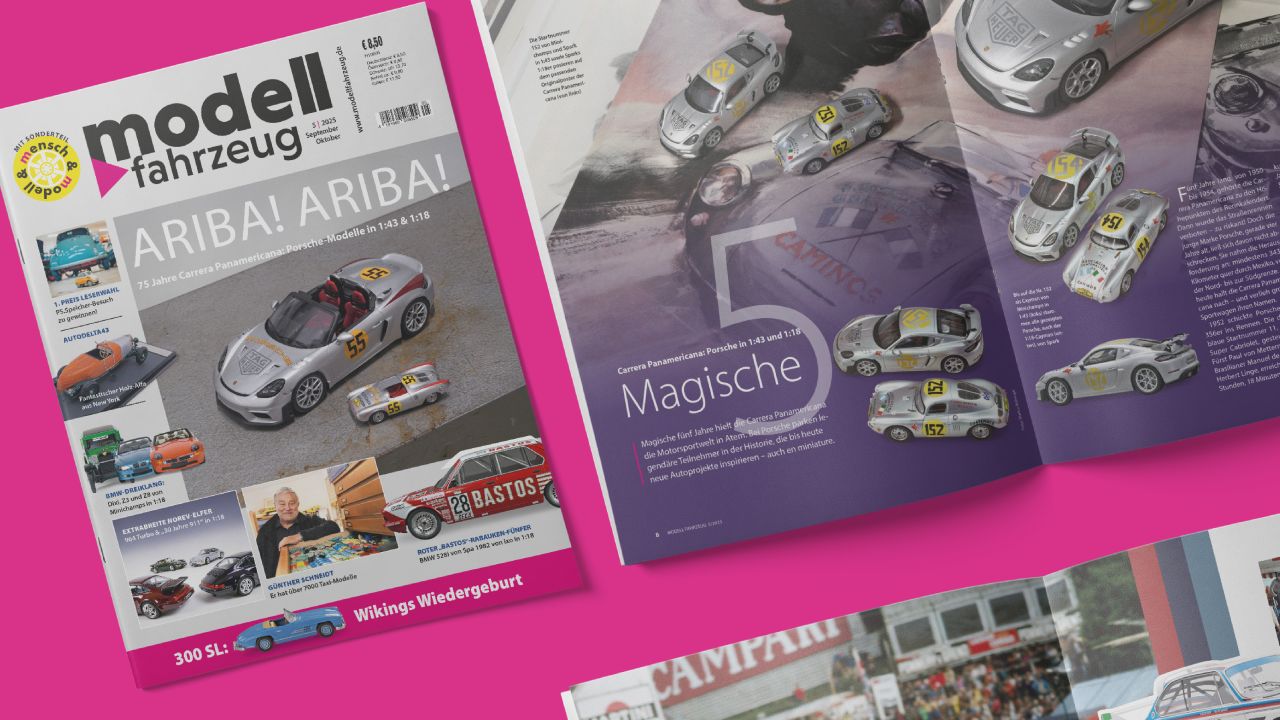 Cover and open double page of the trade journal MODELL FAHRZEUG Cover and open double page of the trade journal MODELL FAHRZEUG