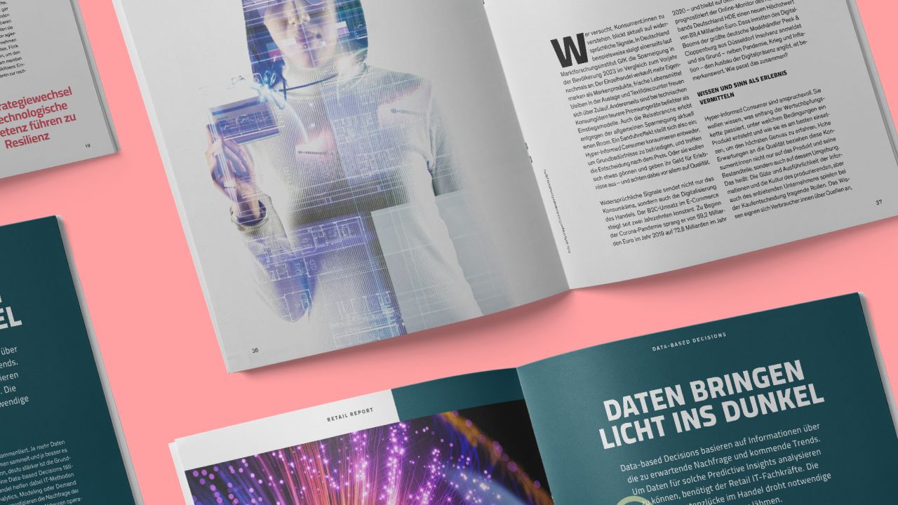 Spread double pages from the “Retail Report” published by the Zukunftsinstitut (Future Institute) Spread double pages from the “Retail Report” published by the Zukunftsinstitut (Future Institute)